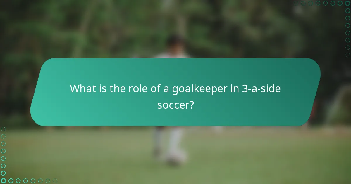 What is the role of a goalkeeper in 3-a-side soccer?
